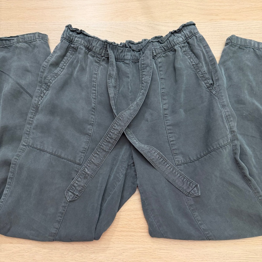 Aerie Dark Green Paperbag Waist Tapered Joggers XS Tie Belt Utility Loung